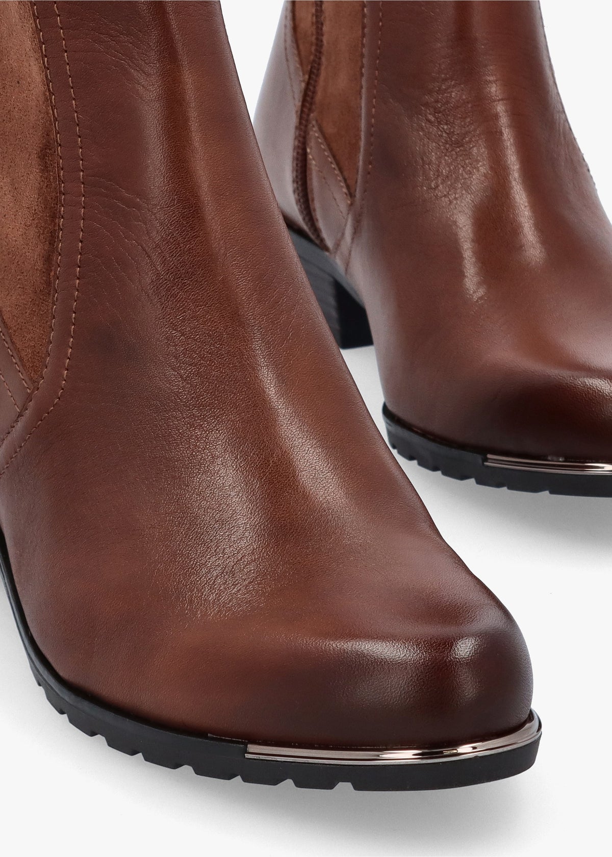 Tan Leather Elasticated Insert Ankle Boots