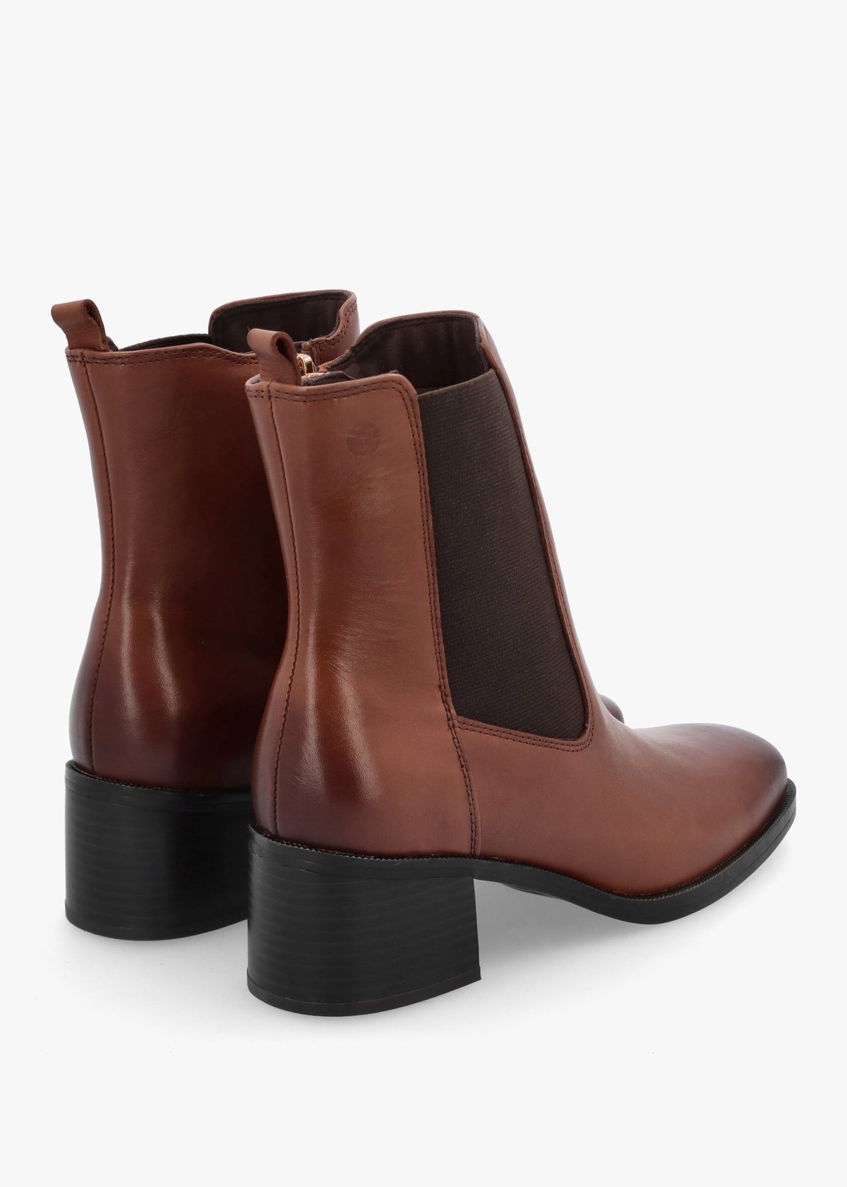 Tan Leather Block Heel Chelsea Boots