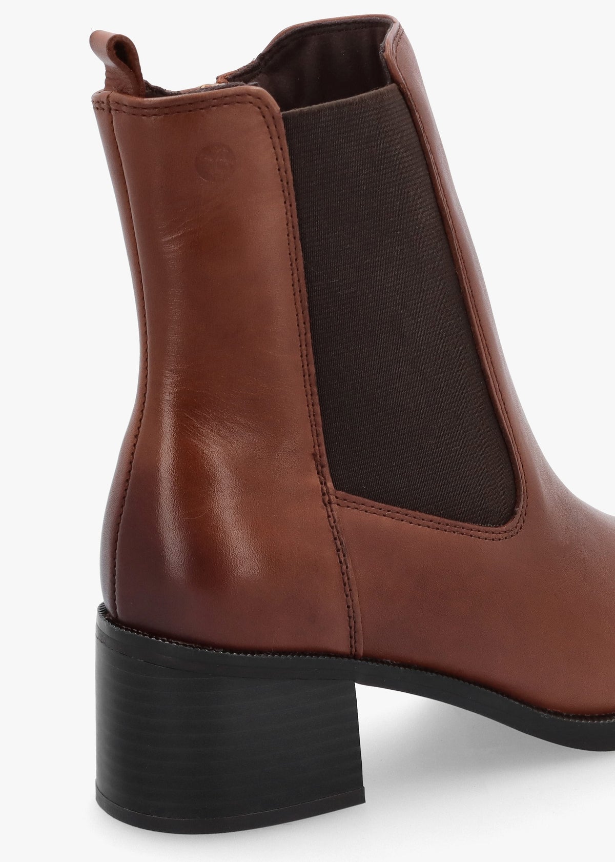 Tan Leather Block Heel Chelsea Boots
