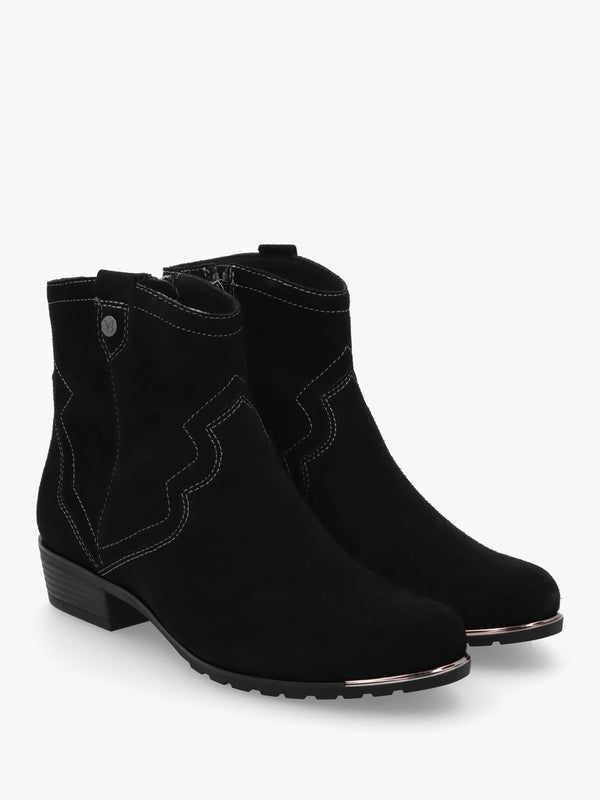 Black Suede Western Ankle Boots