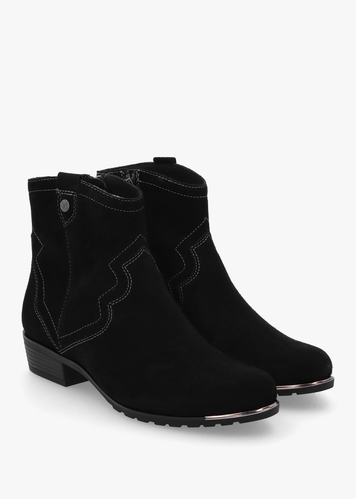 Black Suede Western Ankle Boots