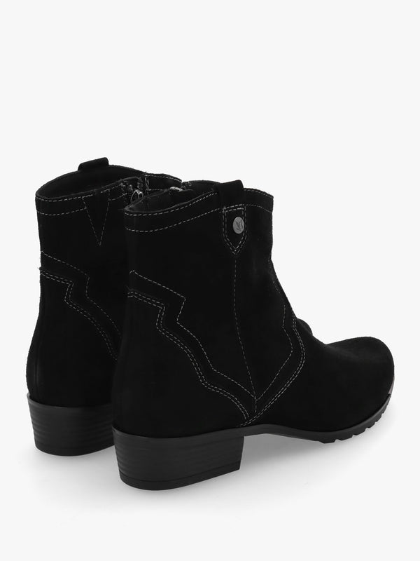 Black Suede Western Ankle Boots