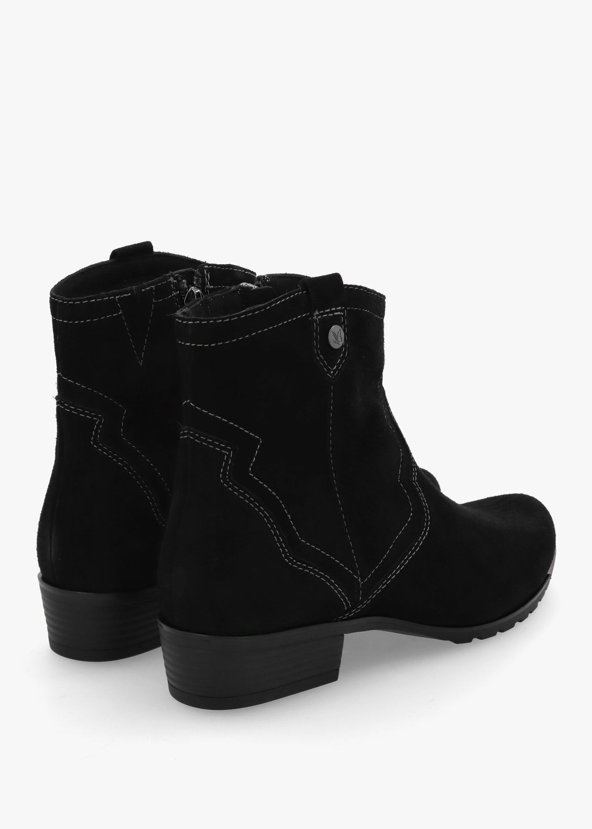 Black Suede Western Ankle Boots