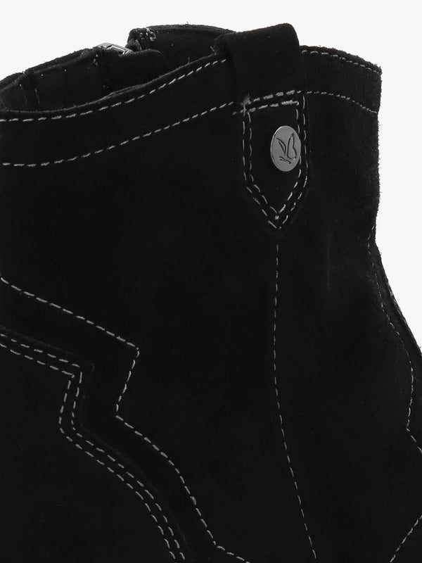 Black Suede Western Ankle Boots