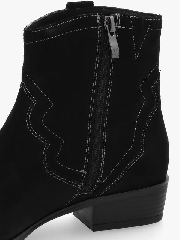 Black Suede Western Ankle Boots