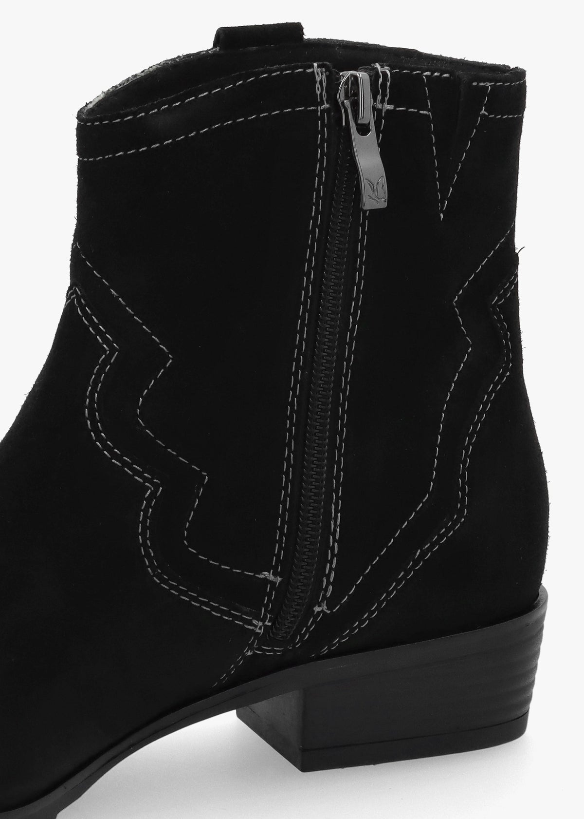 Black Suede Western Ankle Boots