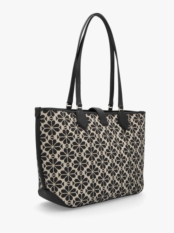 Medium Spade Flower Jacquard Sand Multi Open Tote Bag