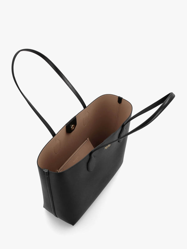 Large Bleecker Black Leather Tote Bag