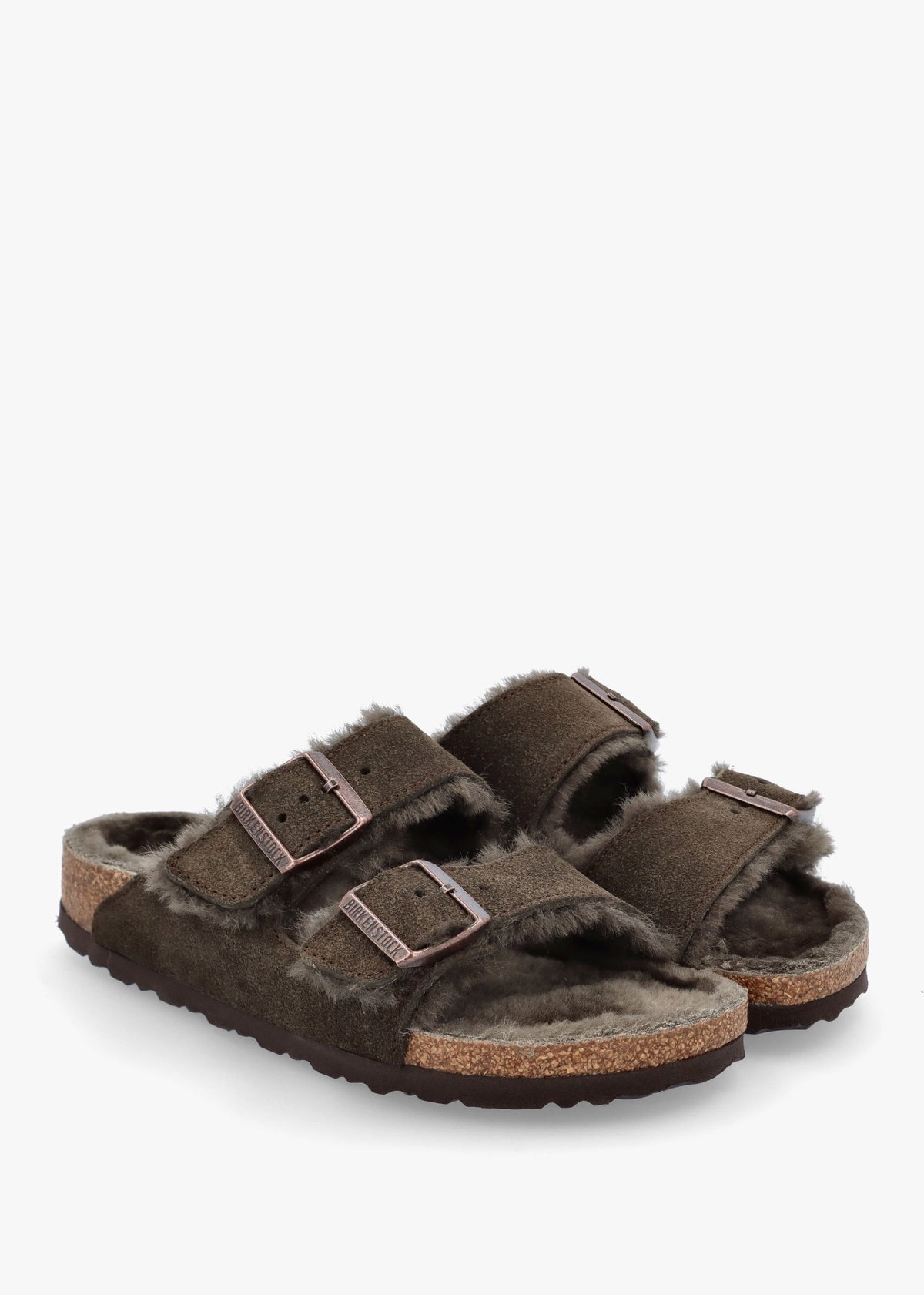 Arizona Shearling Mocca Suede Two Bar Mules