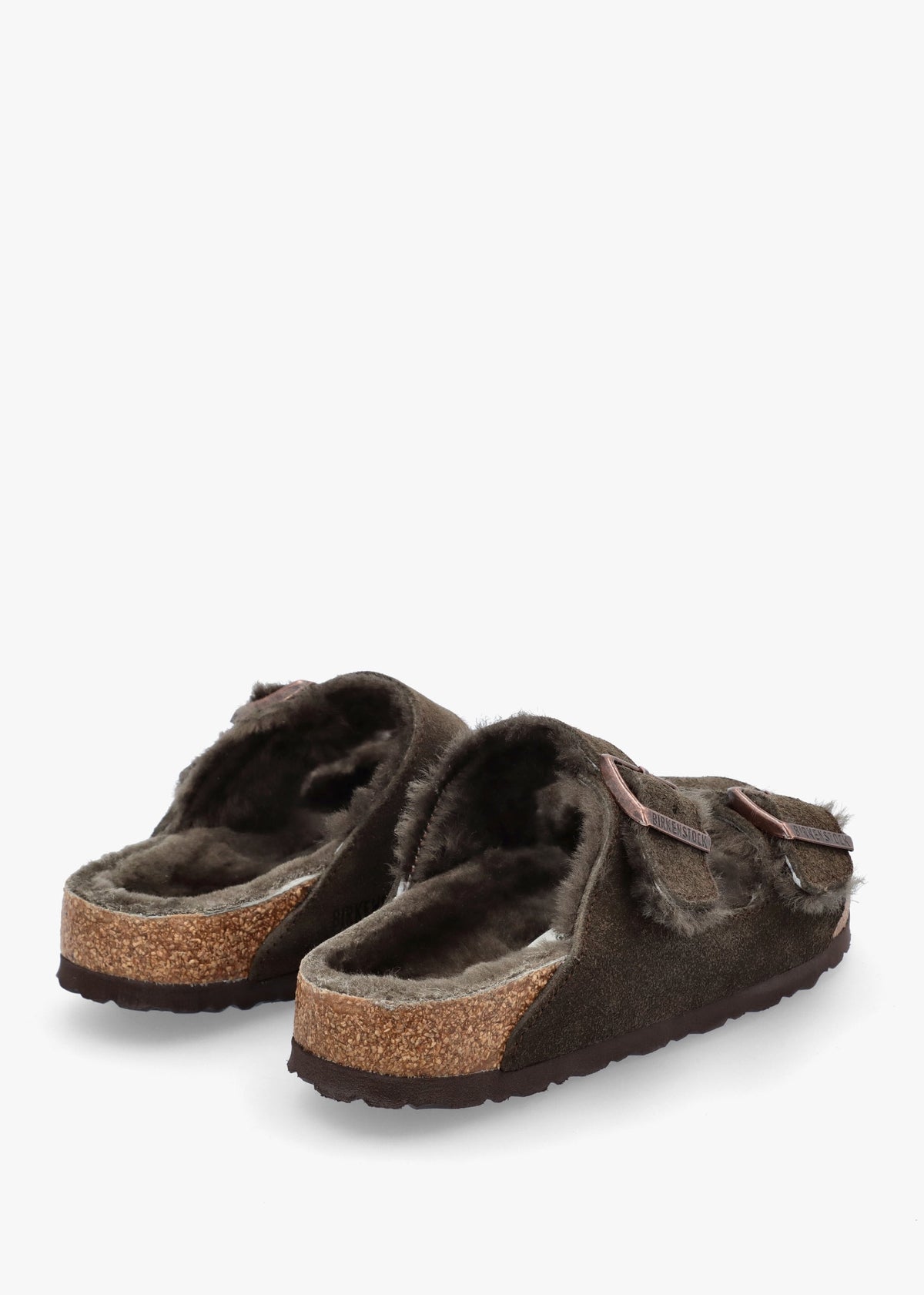 Arizona Shearling Mocca Suede Two Bar Mules