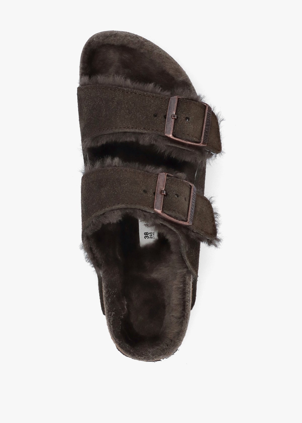 Arizona Shearling Mocca Suede Two Bar Mules