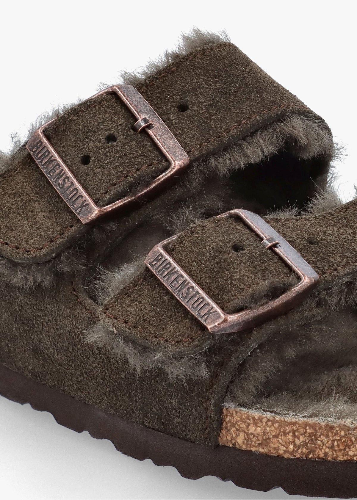 Arizona Shearling Mocca Suede Two Bar Mules