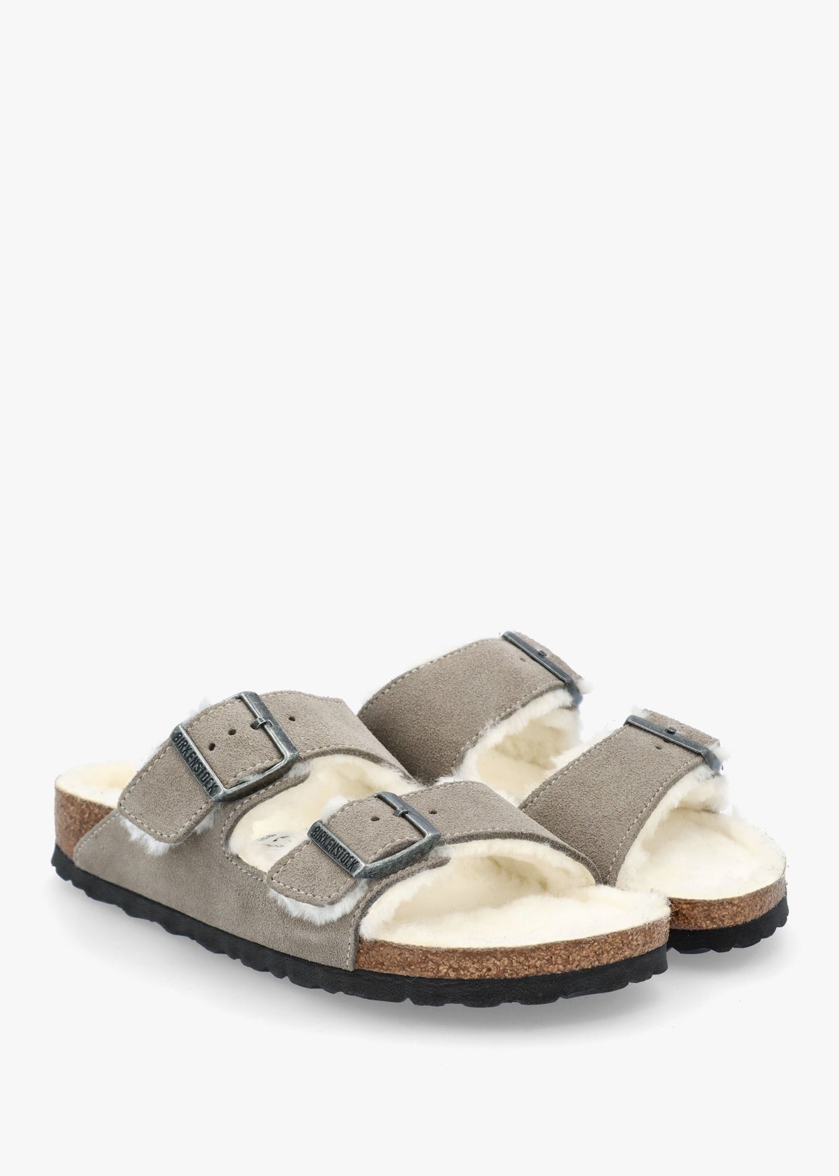 Arizona Shearling Stone Coin Suede Two Bar Mules