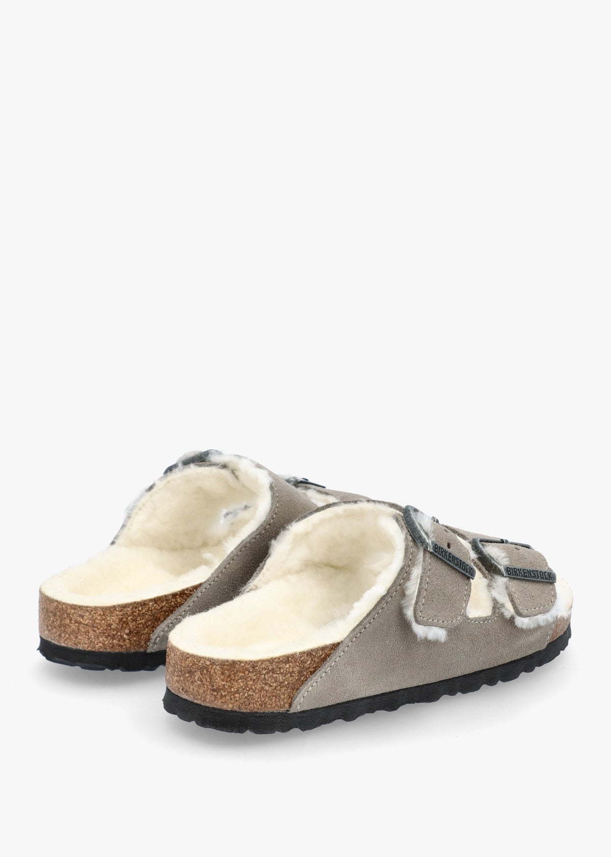 Arizona Shearling Stone Coin Suede Two Bar Mules