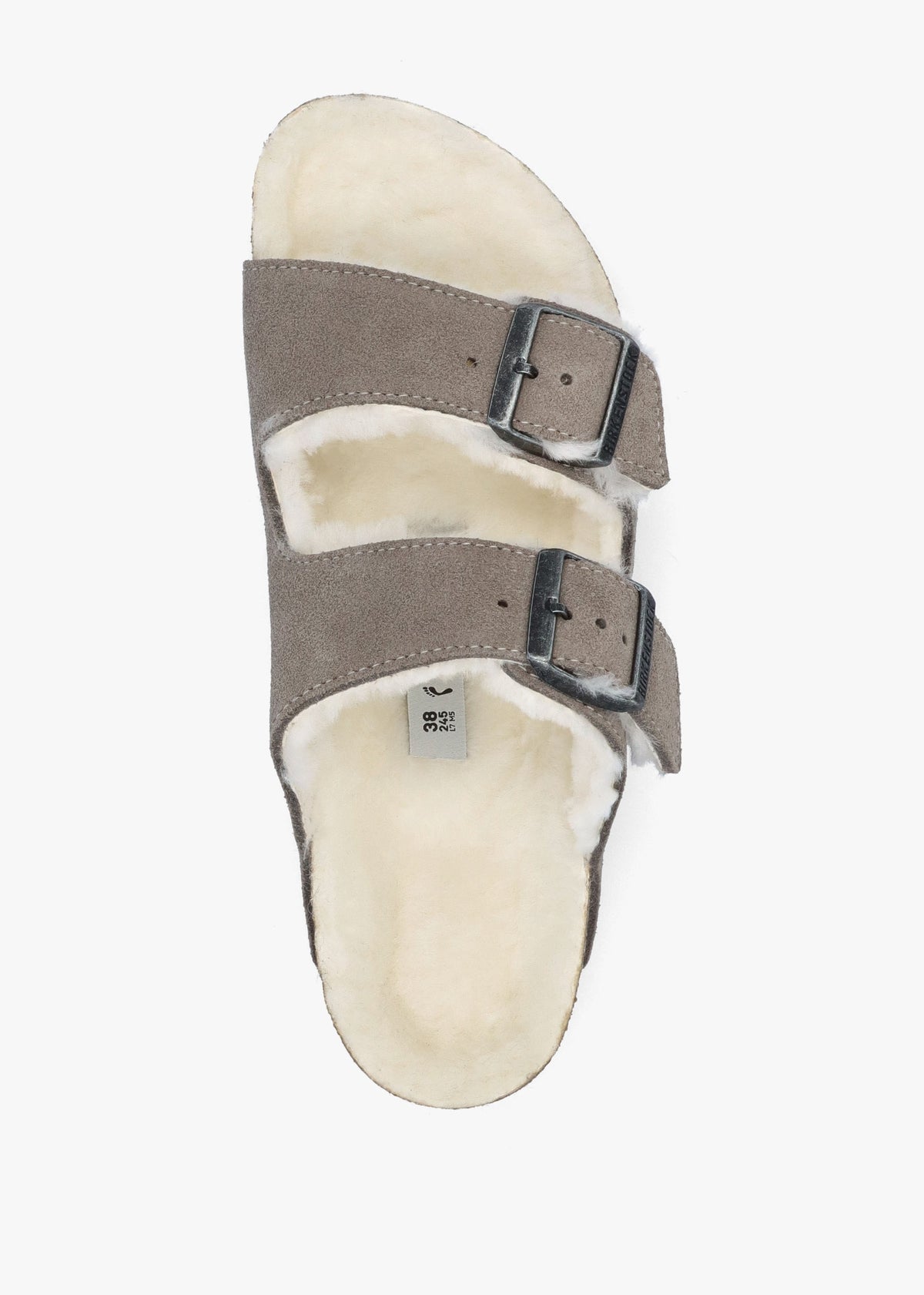 Arizona Shearling Stone Coin Suede Two Bar Mules