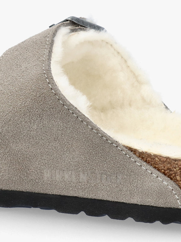 Arizona Shearling Stone Coin Suede Two Bar Mules