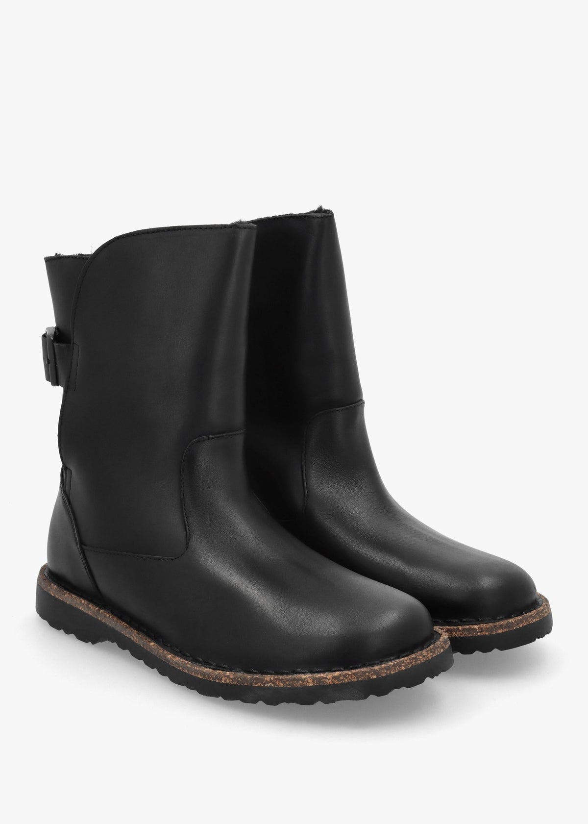Uppsala Shearling Black Leather Ankle Boots