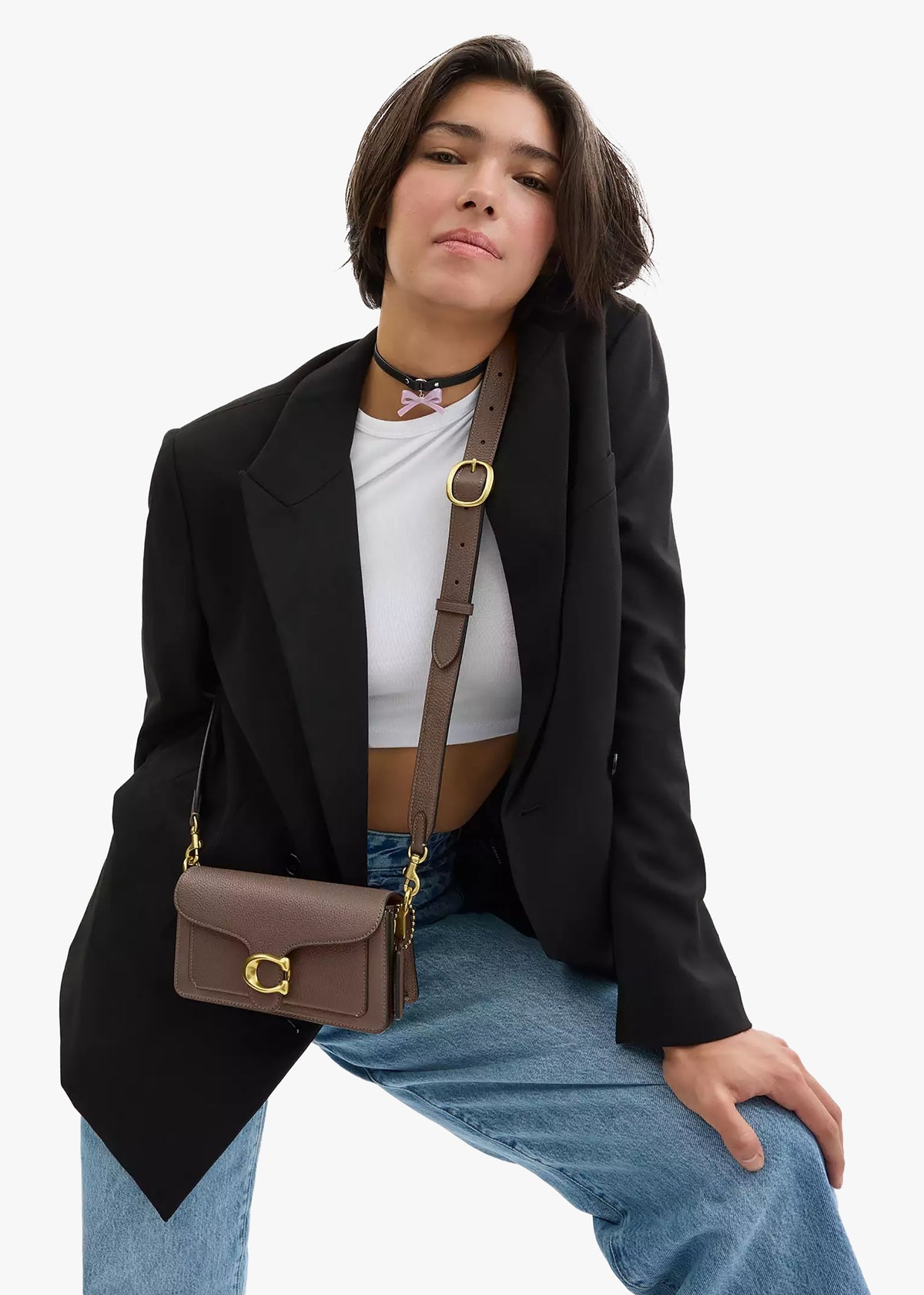 Tabby 20 Dark Stone Leather Shoulder Bag