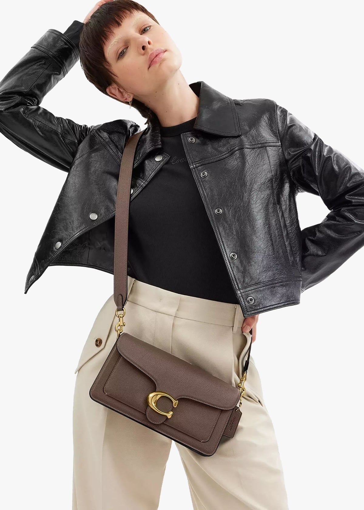 Tabby 26 Dark Stone Leather Shoulder Bag