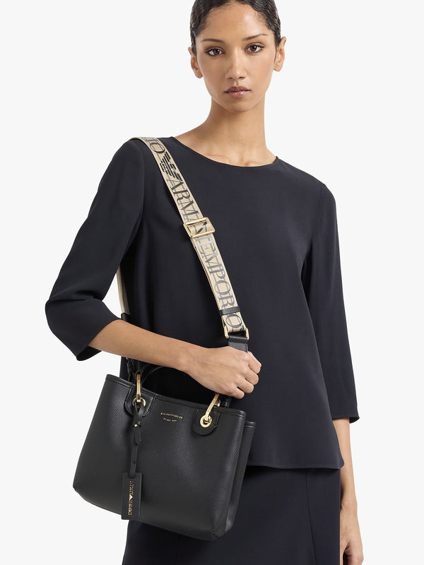 Black & Silver Pebbled Shopper With Pouch