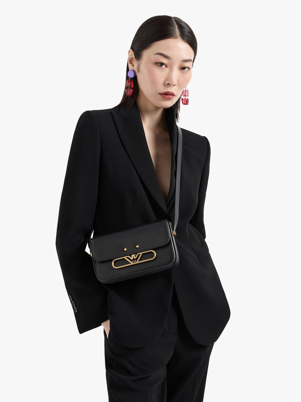 Luxe Black Leather Shoulder Bag