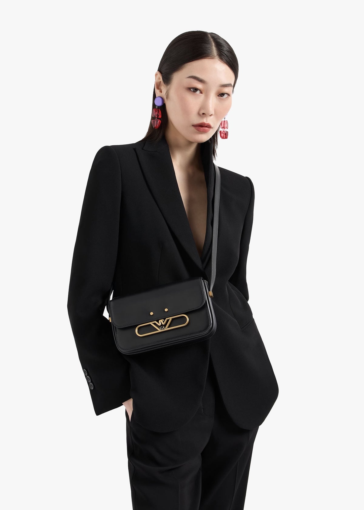 Luxe Black Leather Shoulder Bag