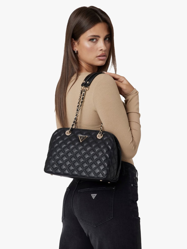 Dome Black Quilted Shoulder Bag