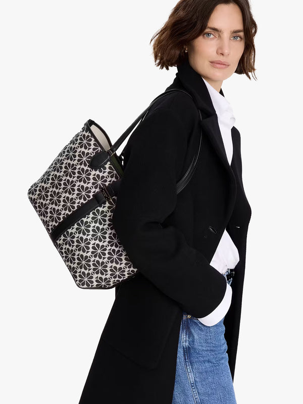 Medium Spade Flower Jacquard Sand Multi Open Tote Bag