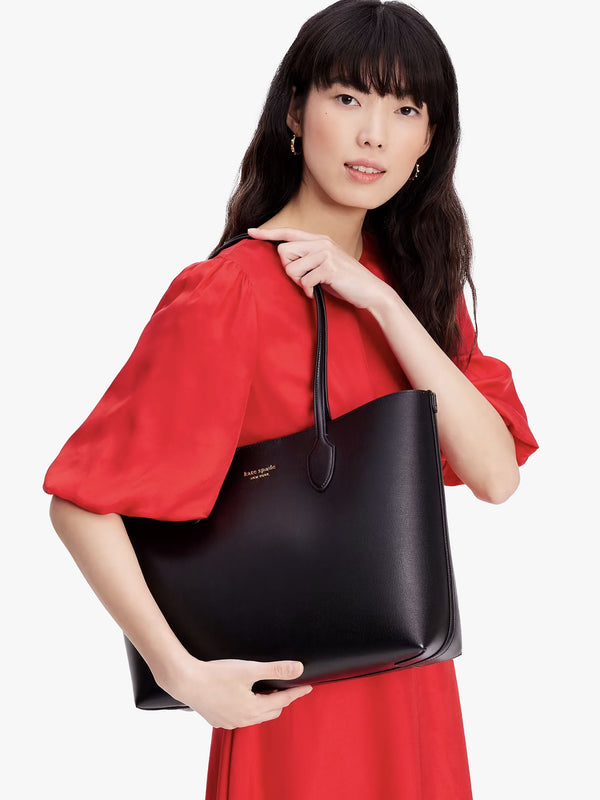 Large Bleecker Black Leather Tote Bag