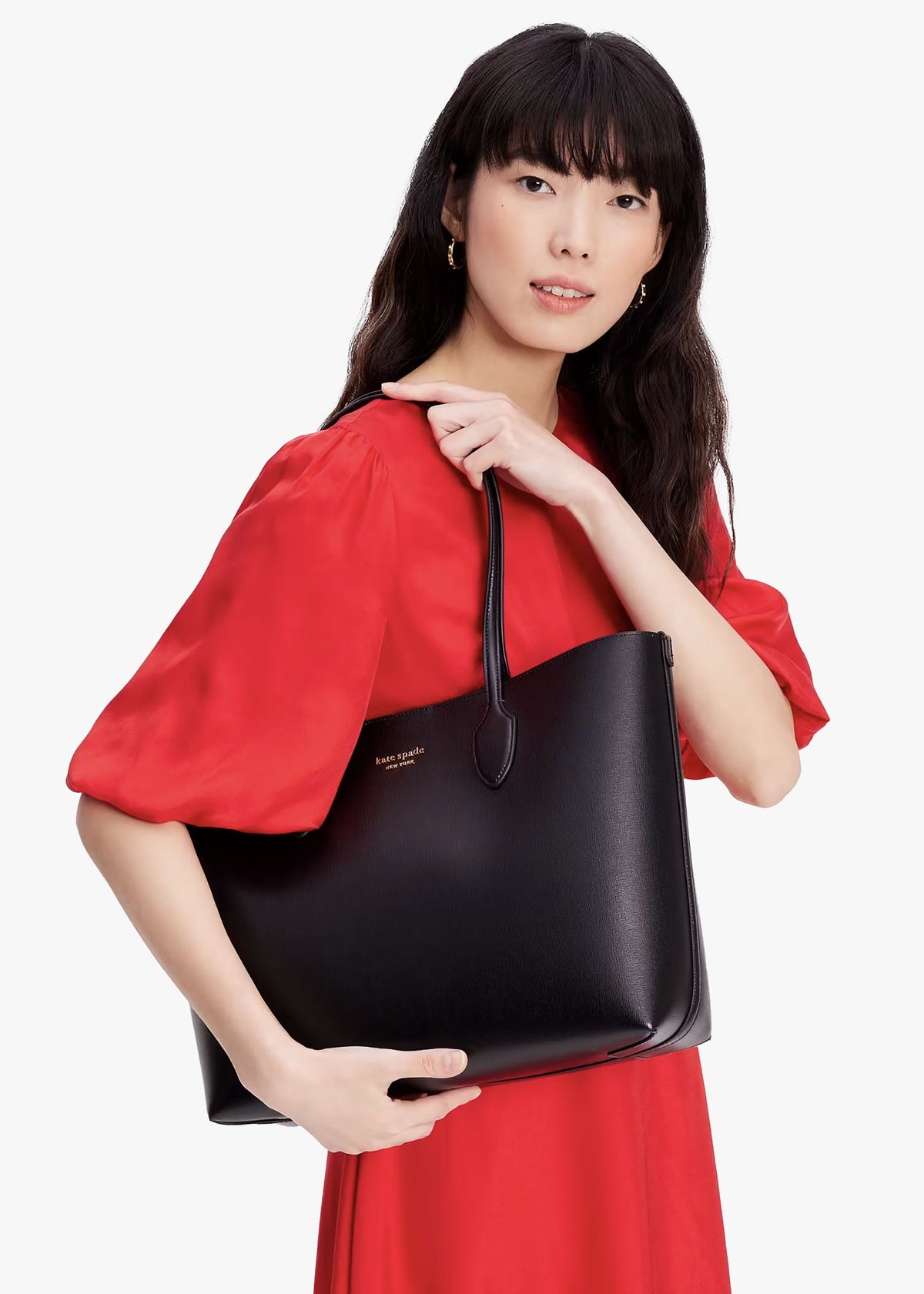 Large Bleecker Black Leather Tote Bag
