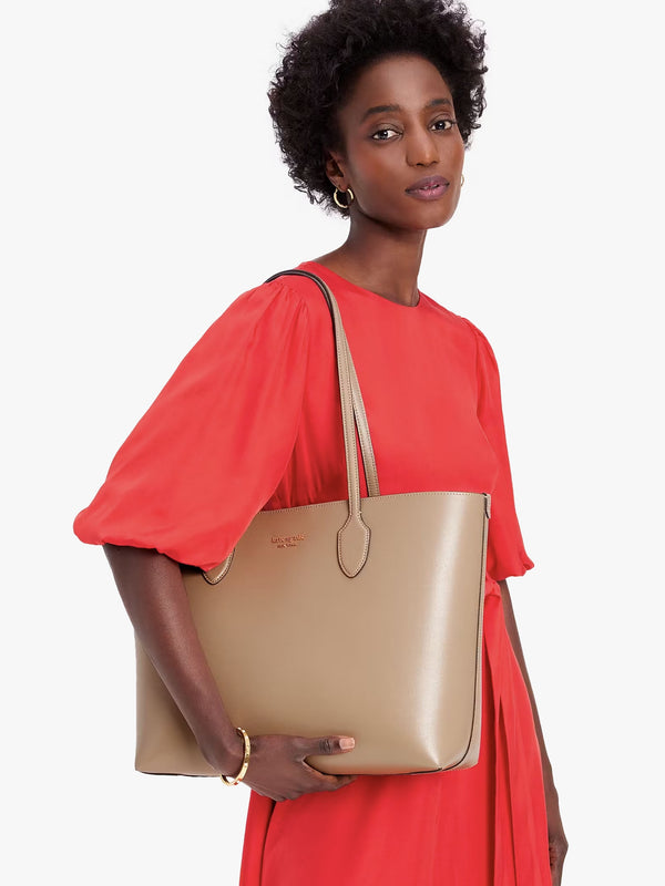Large Bleecker Timeless Taupe Leather Tote Bag