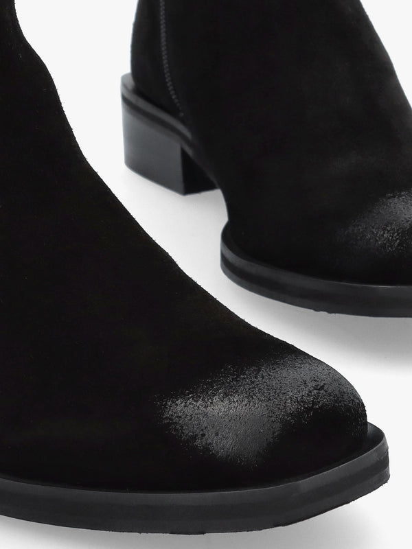 Panazol Black Suede Studded Strap Ankle Boots