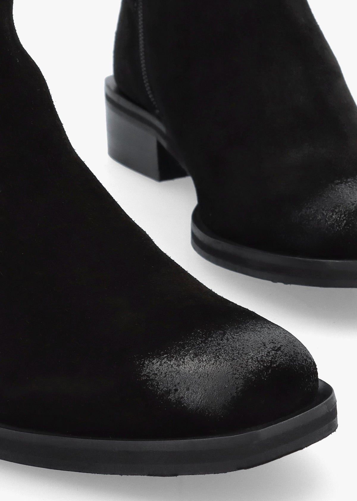 Panazol Black Suede Studded Strap Ankle Boots