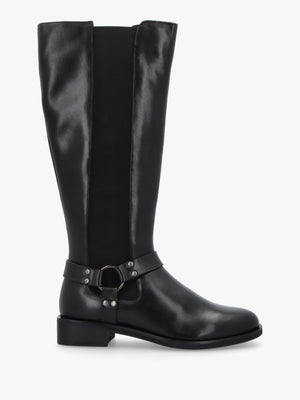 Sevrin Black Leather Knee Boots