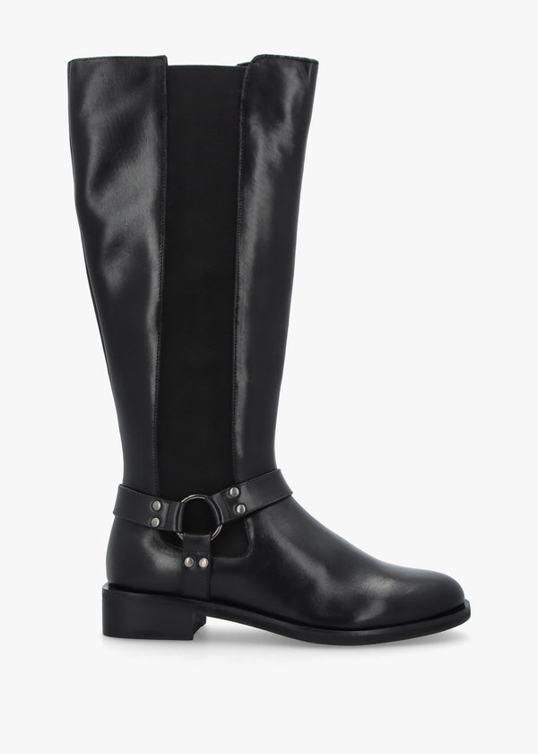 Sevrin Black Leather Knee Boots
