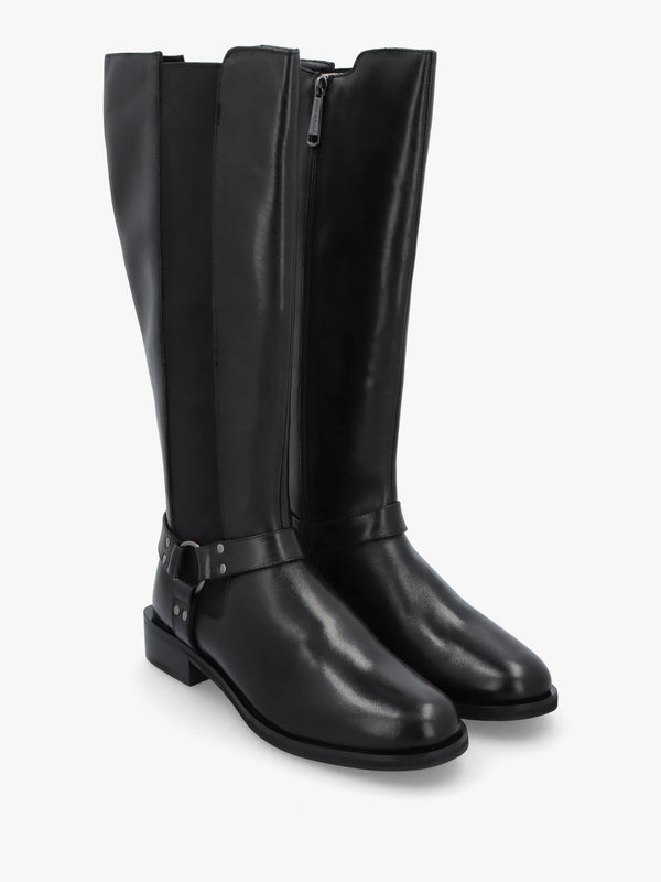 Sevrin Black Leather Knee Boots
