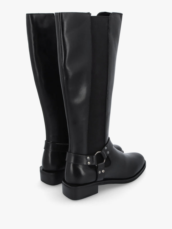 Sevrin Black Leather Knee Boots