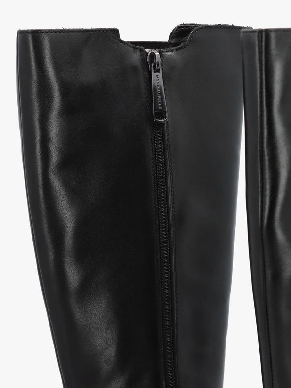 Sevrin Black Leather Knee Boots