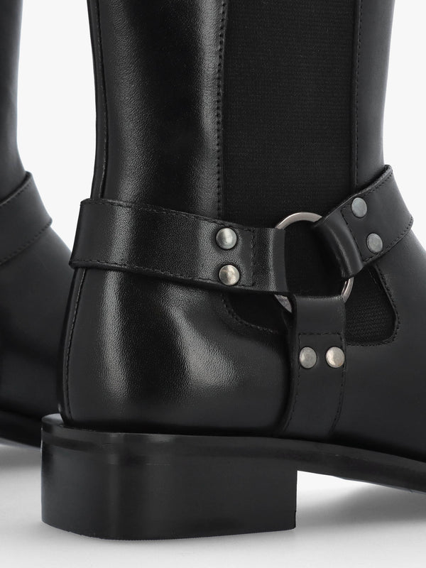 Sevrin Black Leather Knee Boots