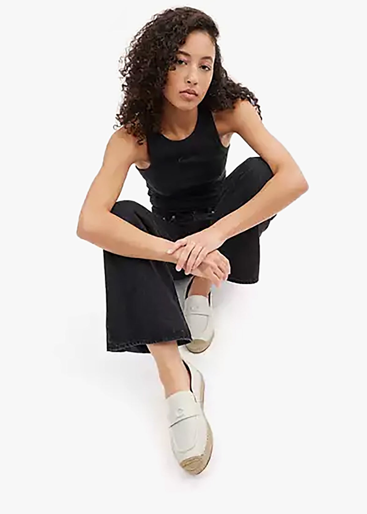 Camilla Chalk Leather Logo Flat Espadrilles