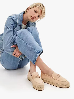 Camilla Beechwood Suede Logo Flat Espadrilles