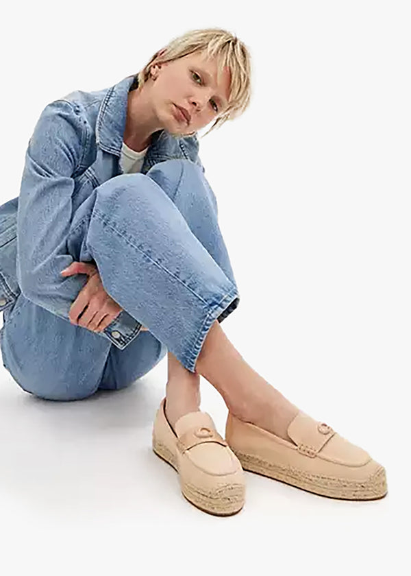 Camilla Beechwood Suede Logo Flat Espadrilles