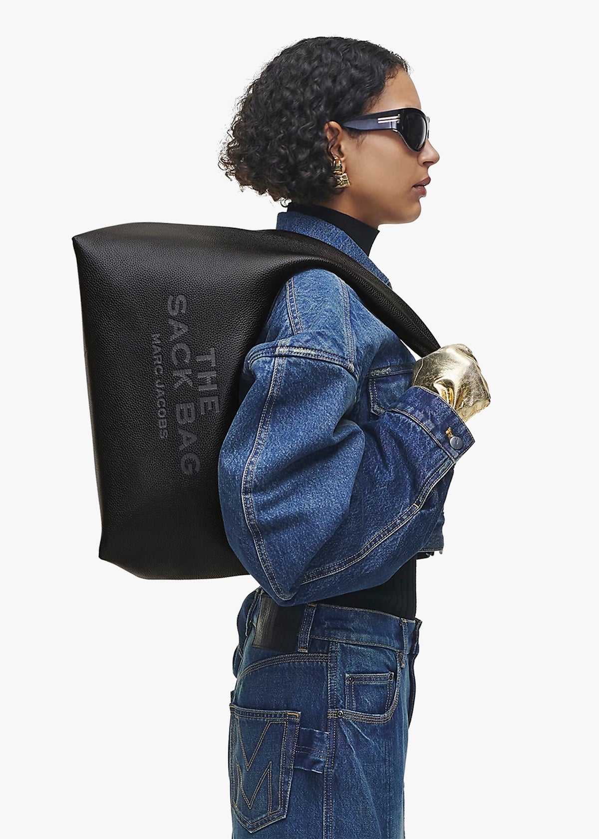 The Sack Large Black Leather Shoulder Bag