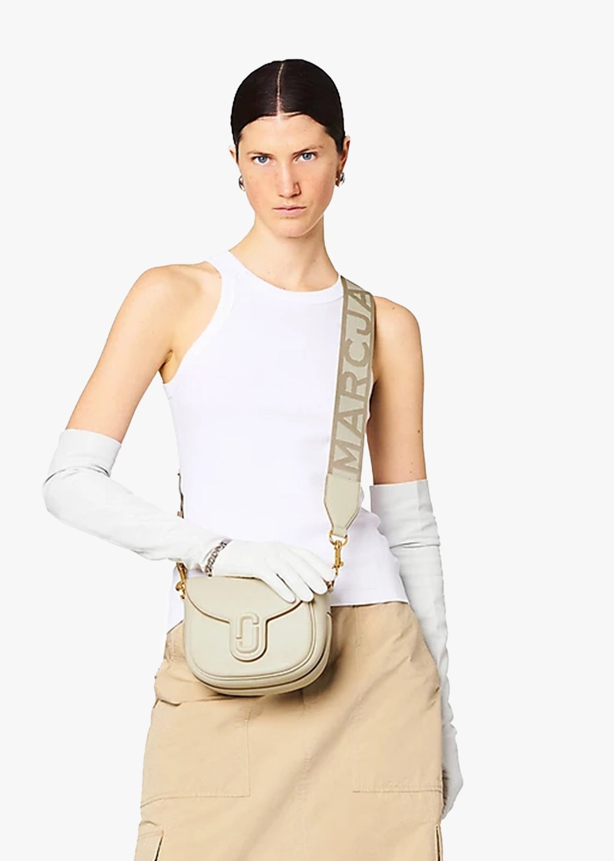 The J Marc Small Cloud White Leather Saddle Bag