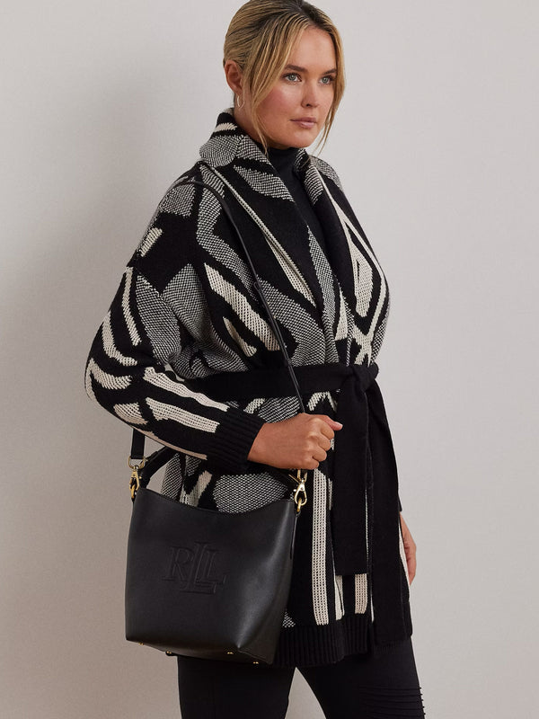 Witley Medium Black Leather Bucket Bag