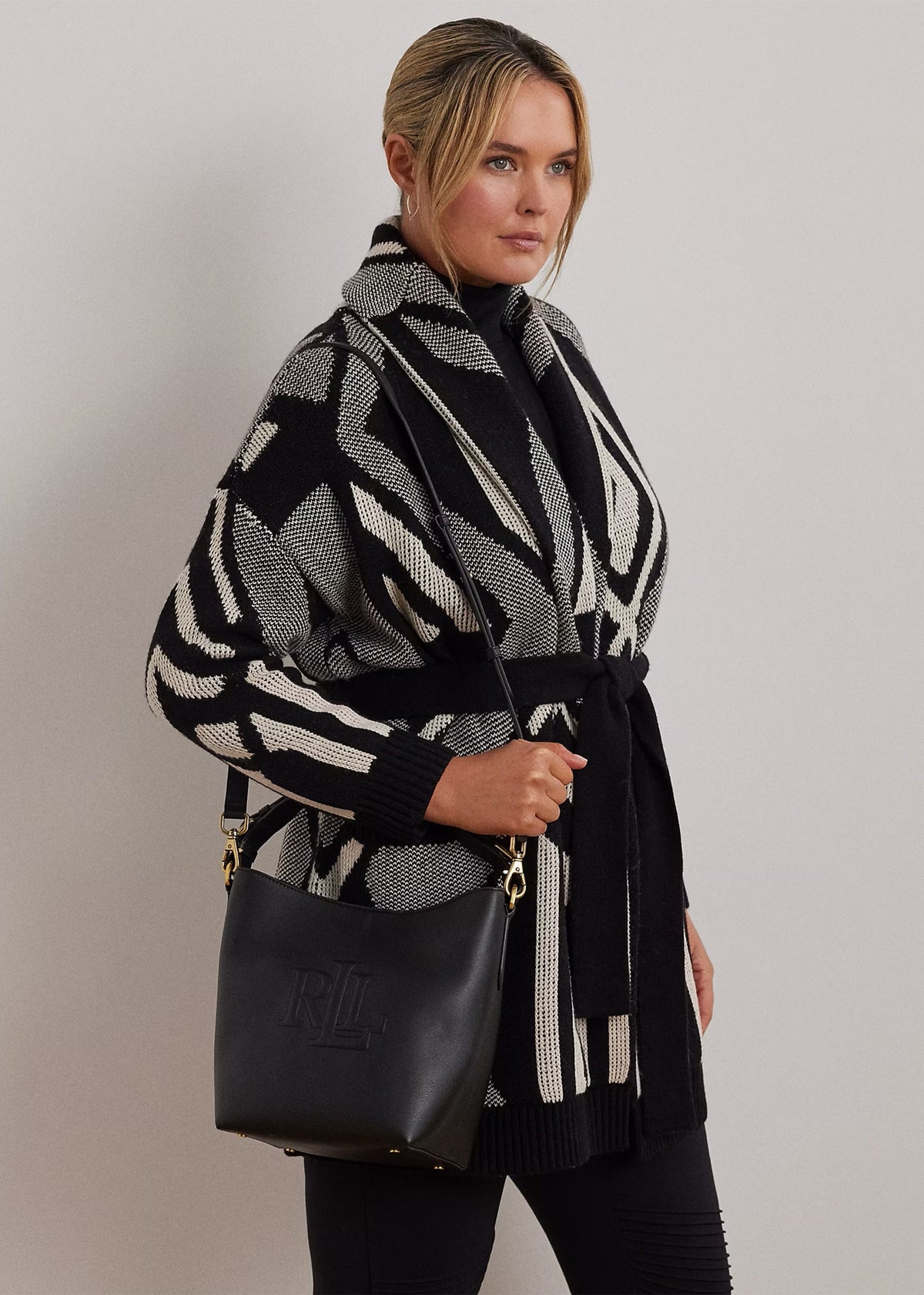 Witley Medium Black Leather Bucket Bag
