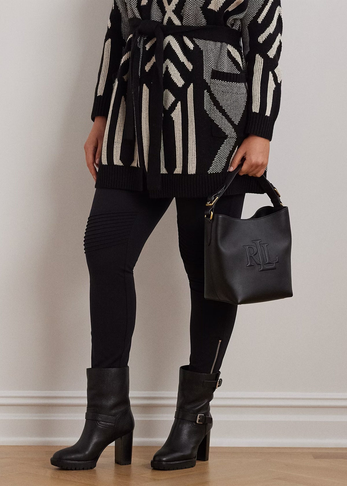 Witley Medium Black Leather Bucket Bag