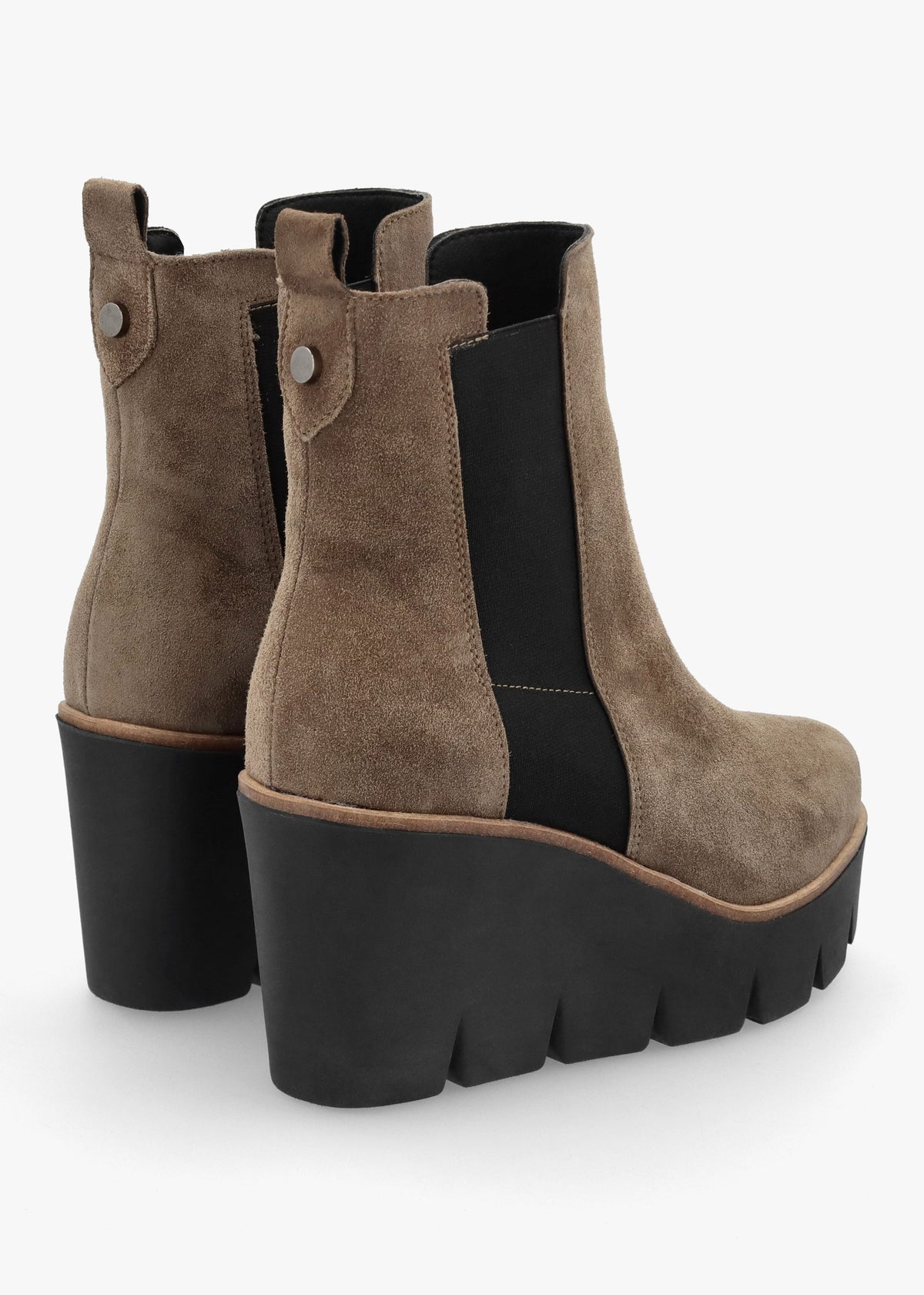 Alpaca Taupe Suede Wedge Ankle Boots