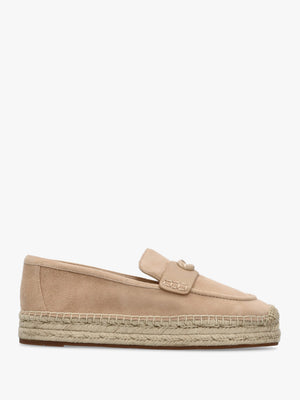 Camilla Beechwood Suede Logo Flat Espadrilles