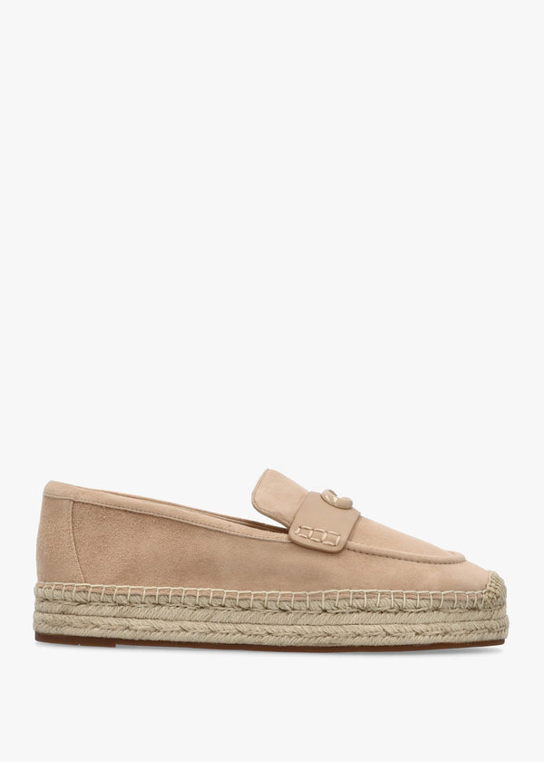Camilla Beechwood Suede Logo Flat Espadrilles